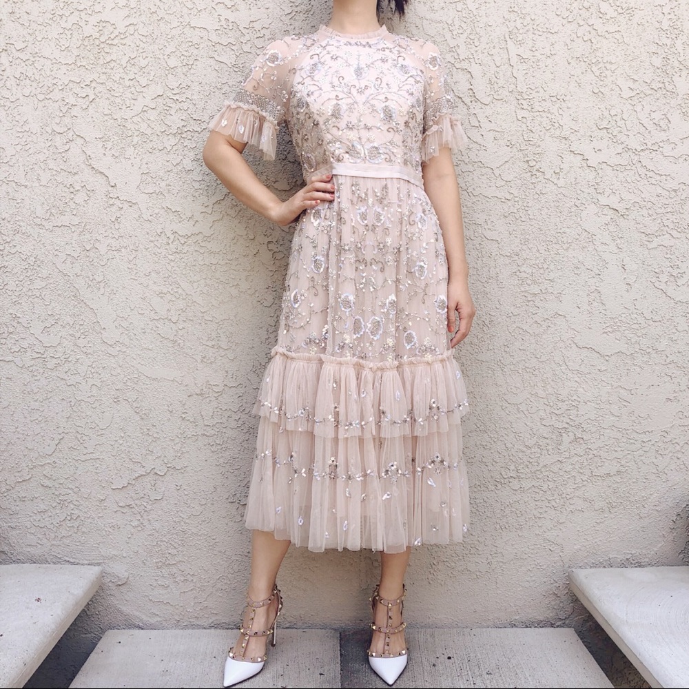 NWT Needle & Thread Embroidered Short Sleeve Dress